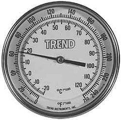 Wika - 2-1/2 Inch Long Stem, Stainless Steel, Back Connected Bi-Metal Thermometer - -20 to 60°C, 1% Accuracy - USA Tool & Supply