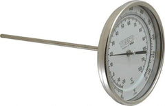 Wika - 9 Inch Long Stem, 5 Inch Dial Diameter, Stainless Steel, Back Connected Bi-Metal Thermometer - -20 to 120°C, 1% Accuracy - USA Tool & Supply