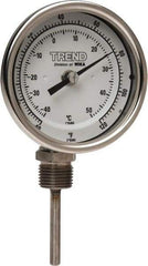 Wika - 2-1/2 Inch Long Stem, 3 Inch Dial Diameter, Stainless Steel, Bottom Connected Bi-Metal Thermometer - -40 to 50°C, 1% Accuracy - USA Tool & Supply