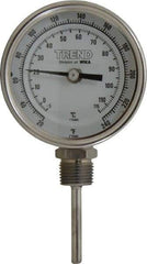 Wika - 2-1/2 Inch Long Stem, 3 Inch Dial Diameter, Stainless Steel, Bottom Connected Bi-Metal Thermometer - -5 to 115°C, 1% Accuracy - USA Tool & Supply