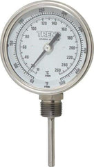 Wika - 2-1/2 Inch Long Stem, 3 Inch Dial Diameter, Stainless Steel, Bottom Connected Bi-Metal Thermometer - 10 to 260°C, 1% Accuracy - USA Tool & Supply