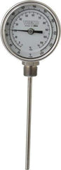 Wika - 6 Inch Long Stem, 3 Inch Dial Diameter, Stainless Steel, Bottom Connected Bi-Metal Thermometer - -5 to 115°C, 1% Accuracy - USA Tool & Supply