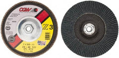 Camel Grinding Wheels - 40 Grit, 7" Disc Diam, 5/8-11 Center Hole, Type 27 Zirconia Alumina Flap Disc - 8,600 Max RPM, Poly Cotton Backing, Arbor Attaching System, Coated - USA Tool & Supply