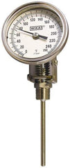 Wika - 2-1/2 Inch Long Stem, Stainless Steel, Adjustable Angle Bi-Metal Thermometer - -40 to 50°C, 1% Accuracy - USA Tool & Supply