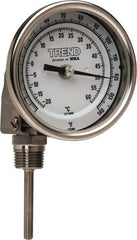 Wika - 2-1/2 Inch Long Stem, 3 Inch Dial Diameter, Stainless Steel, Adjustable Angle Bi-Metal Thermometer - -20 to 60°C, 1% Accuracy - USA Tool & Supply