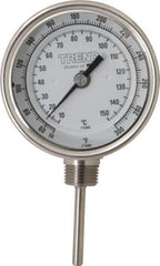 Wika - 2-1/2 Inch Long Stem, 3 Inch Dial Diameter, Stainless Steel, Adjustable Angle Bi-Metal Thermometer - 10 to 150°C, 1% Accuracy - USA Tool & Supply