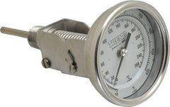 Wika - 2-1/2 Inch Long Stem, 3 Inch Dial Diameter, Stainless Steel, Adjustable Angle Bi-Metal Thermometer - 10 to 260°C, 1% Accuracy - USA Tool & Supply