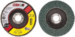 Camel Grinding Wheels - 24 Grit, 5" Disc Diam, 7/8" Center Hole, Type 27 Zirconia Alumina Flap Disc - 12,200 Max RPM, Poly Cotton Backing, Arbor Attaching System, Coated - USA Tool & Supply