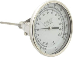 Wika - 4 Inch Long Stem, 5 Inch Dial Diameter, Stainless Steel, Adjustable Angle Bi-Metal Thermometer - -20 to 120°C, 1% Accuracy - USA Tool & Supply