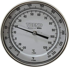 Wika - 6 Inch Long Stem, 5 Inch Dial Diameter, Stainless Steel, Adjustable Angle Bi-Metal Thermometer - -20 to 120°C, 1% Accuracy - USA Tool & Supply