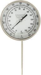 Wika - 6 Inch Long Stem, 5 Inch Dial Diameter, Stainless Steel, Adjustable Angle Bi-Metal Thermometer - 10 to 150°C, 1% Accuracy - USA Tool & Supply