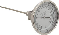 Wika - 9 Inch Long Stem, 5 Inch Dial Diameter, Stainless Steel, Adjustable Angle Bi-Metal Thermometer - -20 to 120°C, 1% Accuracy - USA Tool & Supply