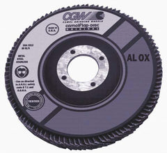 Camel Grinding Wheels - 40 Grit, 4" Disc Diam, 7/8" Center Hole, Type 27 Aluminum Oxide Flap Disc - 15,300 Max RPM, Polyester Backing, Arbor Attaching System, Coated - USA Tool & Supply
