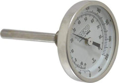 Wika - 2-1/2 Inch Long Stem, 2 Inch Dial Diameter, Stainless Steel, Back Connected Bi-Metal Thermometer - -15 to 90°C, 1% Accuracy - USA Tool & Supply