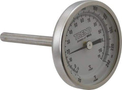 Wika - 2-1/2 Inch Long Stem, 2 Inch Dial Diameter, Stainless Steel, Back Connected Bi-Metal Thermometer - -5 to 115°C, 1% Accuracy - USA Tool & Supply
