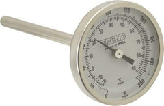 Wika - 4 Inch Long Stem, 2 Inch Dial Diameter, Stainless Steel, Back Connected Bi-Metal Thermometer - -15 to 90°C, 1% Accuracy - USA Tool & Supply