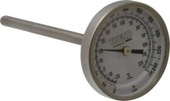 Wika - 4 Inch Long Stem, 2 Inch Dial Diameter, Stainless Steel, Back Connected Bi-Metal Thermometer - -20 to 120°C, 1% Accuracy - USA Tool & Supply