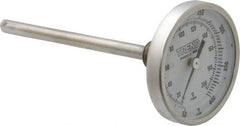 Wika - 4 Inch Long Stem, 2 Inch Dial Diameter, Stainless Steel, Back Connected Bi-Metal Thermometer - 10 to 200°C, 1% Accuracy - USA Tool & Supply