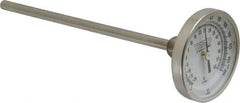 Wika - 6 Inch Long Stem, 2 Inch Dial Diameter, Stainless Steel, Back Connected Bi-Metal Thermometer - -20 to 60°C, 1% Accuracy - USA Tool & Supply