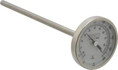 Wika - 6 Inch Long Stem, 2 Inch Dial Diameter, Stainless Steel, Back Connected Bi-Metal Thermometer - -15 to 90°C, 1% Accuracy - USA Tool & Supply