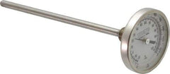 Wika - 6 Inch Long Stem, 2 Inch Dial Diameter, Stainless Steel, Back Connected Bi-Metal Thermometer - -20 to 120°C, 1% Accuracy - USA Tool & Supply