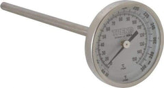 Wika - 6 Inch Long Stem, 2 Inch Dial Diameter, Stainless Steel, Back Connected Bi-Metal Thermometer - 10 to 150°C, 1% Accuracy - USA Tool & Supply