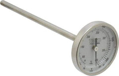 Wika - 6 Inch Long Stem, 2 Inch Dial Diameter, Stainless Steel, Back Connected Bi-Metal Thermometer - 65 to 400°C, 1% Accuracy - USA Tool & Supply