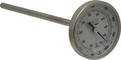 Wika - 6 Inch Long Stem, 2 Inch Dial Diameter, Stainless Steel, Back Connected Bi-Metal Thermometer - 100 to 540°C, 1% Accuracy - USA Tool & Supply