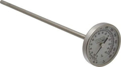 Wika - 9 Inch Long Stem, 2 Inch Dial Diameter, Stainless Steel, Back Connected Bi-Metal Thermometer - 10 to 150°C, 1% Accuracy - USA Tool & Supply