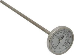 Wika - 9 Inch Long Stem, 2 Inch Dial Diameter, Stainless Steel, Back Connected Bi-Metal Thermometer - 10 to 260°C, 1% Accuracy - USA Tool & Supply