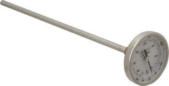 Wika - 9 Inch Long Stem, 2 Inch Dial Diameter, Stainless Steel, Back Connected Bi-Metal Thermometer - 65 to 400°C, 1% Accuracy - USA Tool & Supply