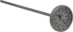Wika - 9 Inch Long Stem, 2 Inch Dial Diameter, Stainless Steel, Back Connected Bi-Metal Thermometer - 100 to 540°C, 1% Accuracy - USA Tool & Supply