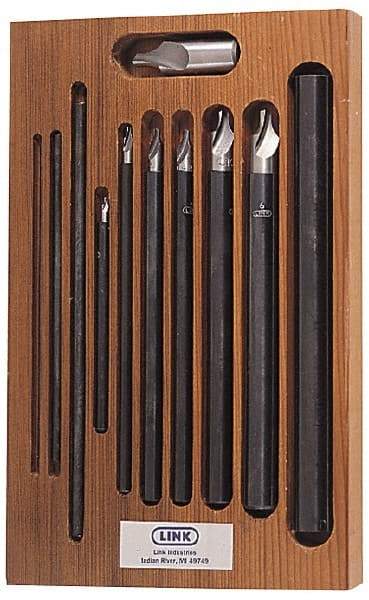 Link Industries - 11 Piece, #0 to 7, Radius Edge, High Speed Steel Combo Drill & Countersink Set - Single End - USA Tool & Supply