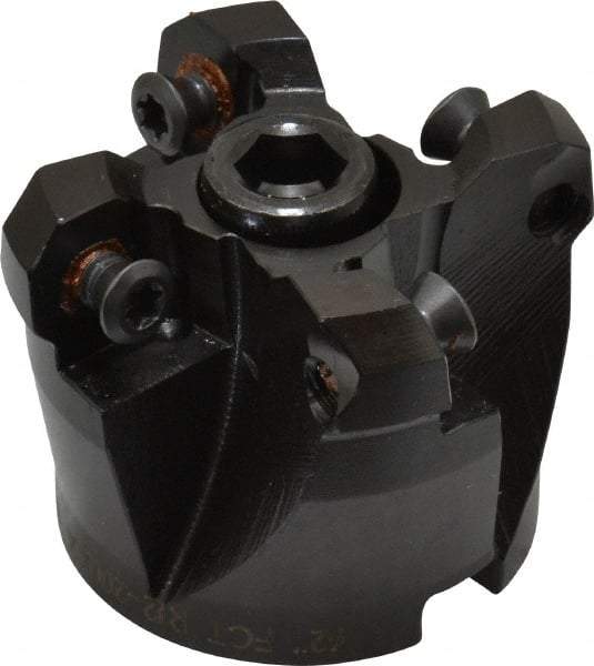 LMT - 2" Cut Diam, 3/4" Arbor Hole, 0.63" Max Depth of Cut, 45° Indexable Chamfer & Angle Face Mill - 4 Inserts, RCKX 1606 Insert, Right Hand Cut, 4 Flutes, Series FCT45 - USA Tool & Supply
