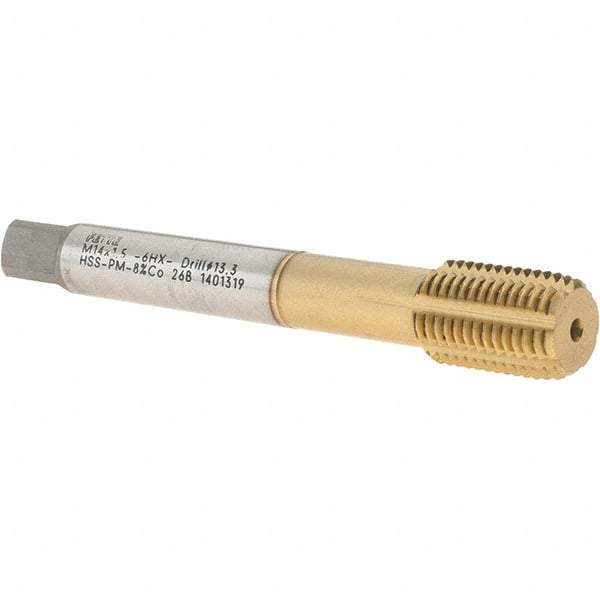 LMT - M14x1.50 Metric Fine 6HX Modified Bottoming Thread Forming Tap - Powdered Metal High Speed Steel, TiCN Finish, 3.937" OAL, 0.787" Thread Length, Right Hand Thread - USA Tool & Supply