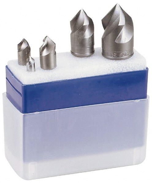 M.A. Ford - 5 Piece, 1/4 to 1" Head Diam, 60° Included Angle, Single End Countersink Set - USA Tool & Supply