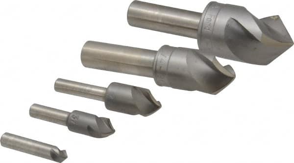 M.A. Ford - 5 Piece, 1/4 to 1" Head Diam, 90° Included Angle, Single End Countersink Set - USA Tool & Supply