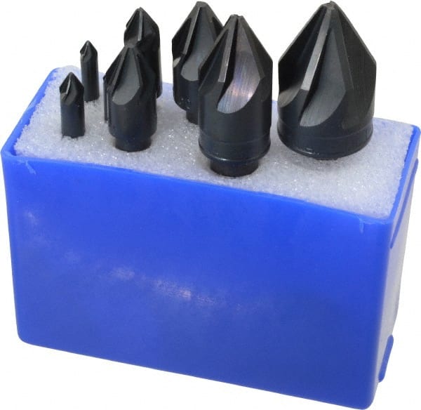 M.A. Ford - 8 Piece, 1/8 to 1" Head Diam, 60° Included Angle, Single End Countersink Set - USA Tool & Supply