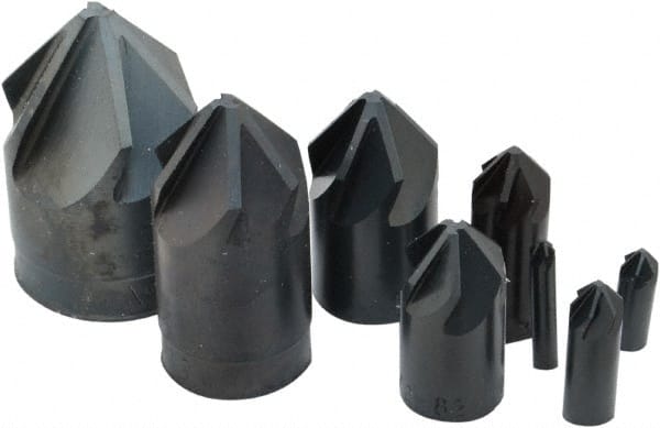 M.A. Ford - 8 Piece, 1/8 to 1" Head Diam, 82° Included Angle, Single End Countersink Set - USA Tool & Supply