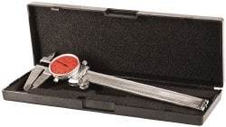 Value Collection - 0" to 6" Range, 0.001" Graduation, 0.1" per Revolution, Dial Caliper - Red Face, 1.57" Jaw Length - USA Tool & Supply