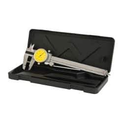 Value Collection - 0" to 6" Range, 0.001" Graduation, 0.1" per Revolution, Dial Caliper - Yellow Face, 1.57" Jaw Length - USA Tool & Supply