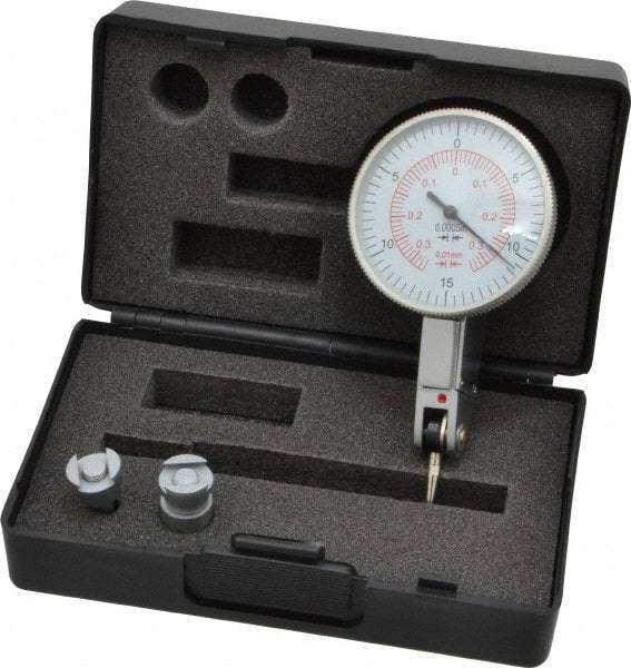 Value Collection - 0.03 Inch Range, 0.0005 Inch Dial Graduation, Horizontal Dial Test Indicator - White Dial, 0-15-0; 0-35-0 Dial Reading - USA Tool & Supply