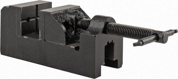 Interstate - 1-1/2" Jaw Opening Capacity x 7/8" Throat Depth, Horizontal Drill Press Vise - 1-1/2" Wide x 1" High Jaw, Stationary Base, Standard Speed, 5" OAL x 1-3/4" Overall Height, Cast Iron - USA Tool & Supply