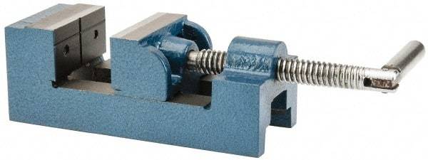 Value Collection - 2-1/2" Jaw Opening Capacity x 1-1/2" Throat Depth, Horizontal Drill Press Vise - 2-1/2" Wide Jaw, Stationary Base, Standard Speed, 7-1/4" OAL x 2-5/8" Overall Height, Cast Iron - USA Tool & Supply