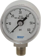 Wika - 1-1/2" Dial, 1/8 Thread, 0-60 Scale Range, Pressure Gauge - Lower Connection Mount, Accurate to 2.5% of Scale - USA Tool & Supply