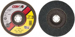 Camel Grinding Wheels - 40 Grit, 7" Disc Diam, 7/8" Center Hole, Type 27 Zirconia Alumina Flap Disc - 8,600 Max RPM, Poly Cotton Backing, Arbor Attaching System, Coated - USA Tool & Supply