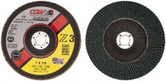 Camel Grinding Wheels - 40 Grit, 7" Disc Diam, 7/8" Center Hole, Type 29 Zirconia Alumina Flap Disc - 8,600 Max RPM, Poly Cotton Backing, Arbor Attaching System, Coated - USA Tool & Supply