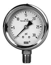 Wika - 4" Dial, 1/2 Thread, 0-2,000 Scale Range, Pressure Gauge - Lower Connection Mount, Accurate to 1% of Scale - USA Tool & Supply