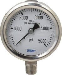 Wika - 2-1/2" Dial, 1/4 Thread, 0-5,000 Scale Range, Pressure Gauge - Lower Connection Mount, Accurate to 1.5% of Scale - USA Tool & Supply