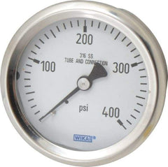 Wika - 2-1/2" Dial, 1/4 Thread, 0-400 Scale Range, Pressure Gauge - Center Back Connection Mount, Accurate to 1.5% of Scale - USA Tool & Supply